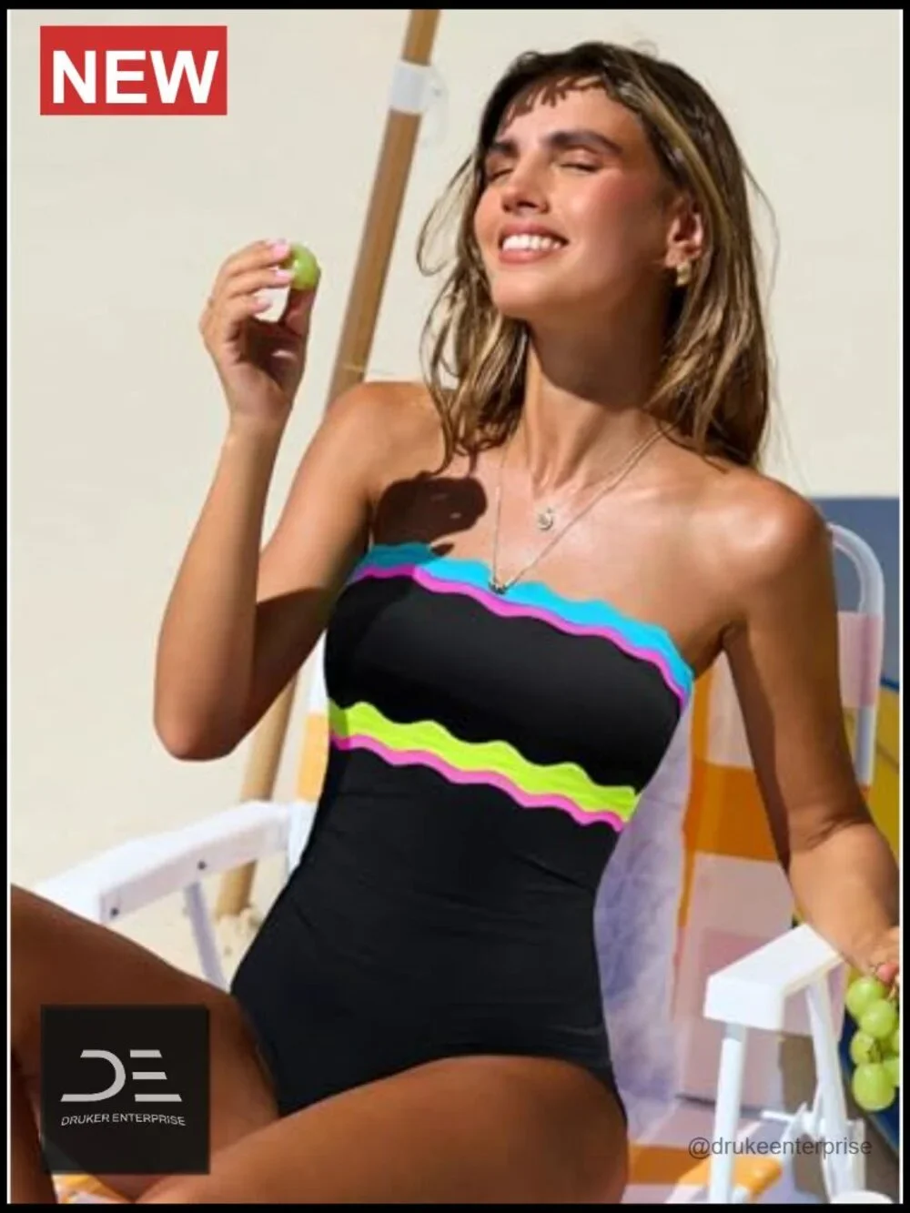 Tummy Control Strapless Bandeau One Piece Swimsuit Neon